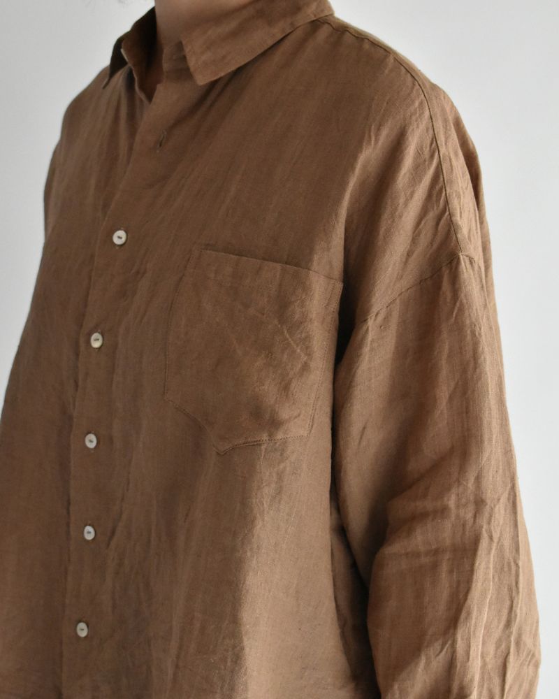 Handwoven 60 Linen Shirt in Mocha