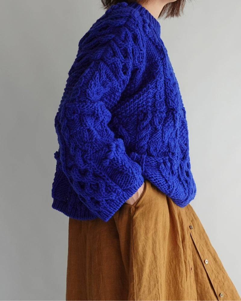Peru Hand Knit Pullover in Blue