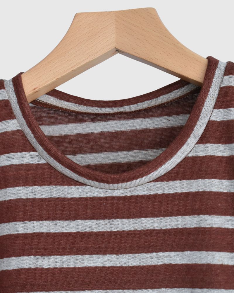 Border Tank Top in Brown/Natural