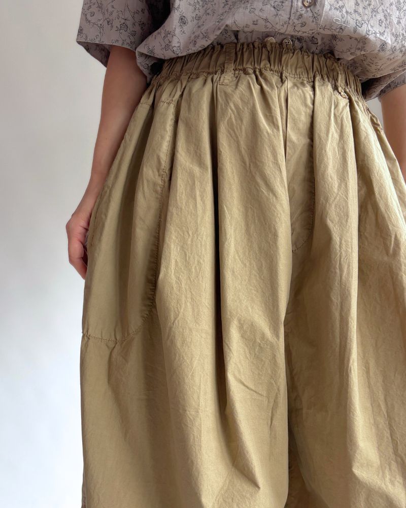 Cotton Typewriter Bio Sulfide Cocoon Pants in Beige