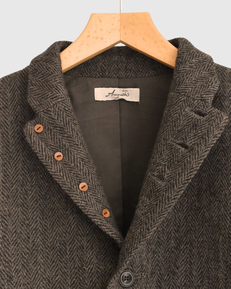 Wool Herringbone Wool Jacket in Brown