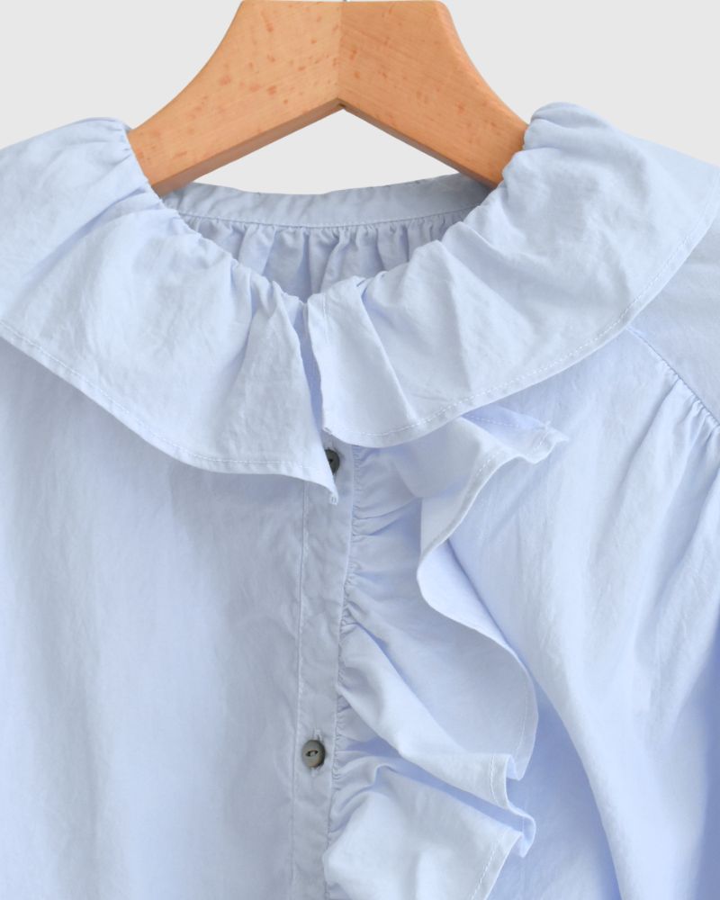 Ruffle Blouse in Sax