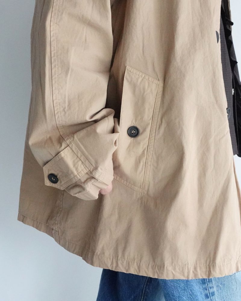 Balmacaan Short Coat in GrayKhaki