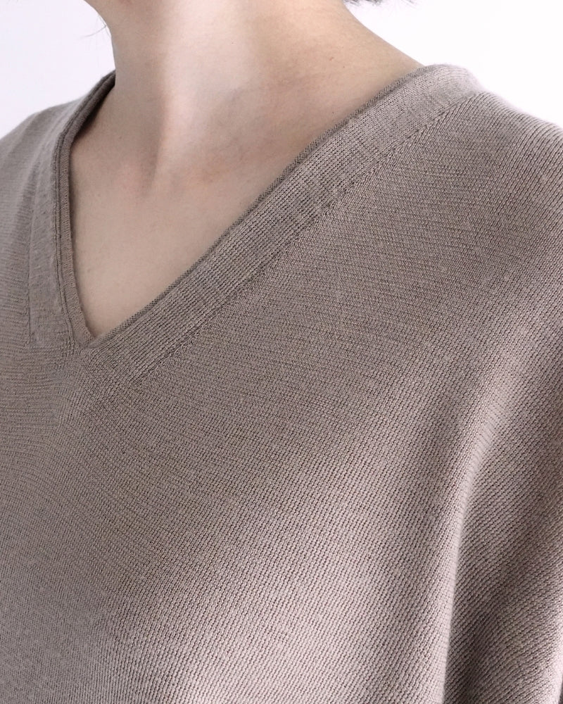 Deep V-Neck Sweater in Mocha
