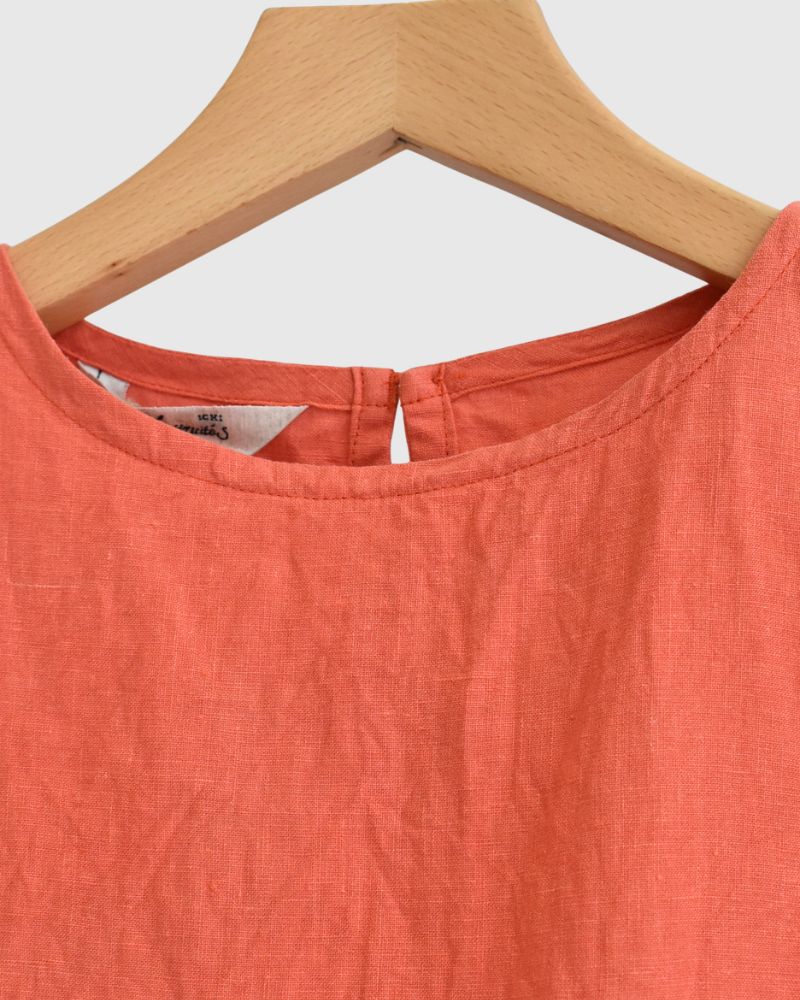 French Linen Pullover in Orange