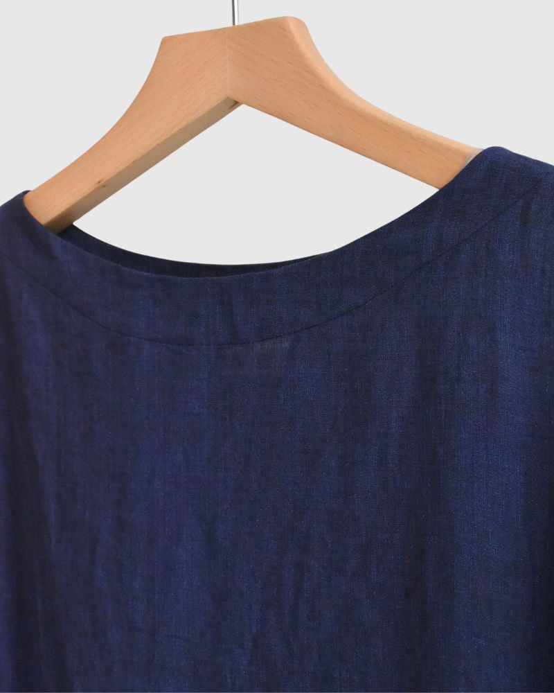 Box Pleated Dress in Indigo