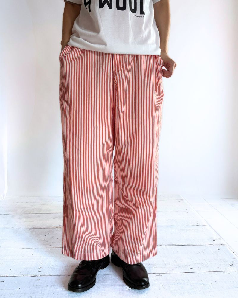 POPLIN STRIPE EASY PANTS in OrangeStripe
