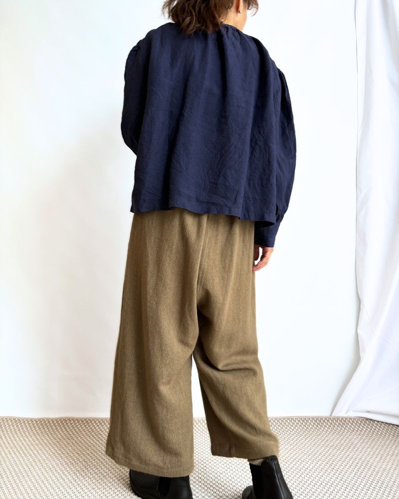 MERINO WOOL ORIHIMEDAKI PANTS in Beige