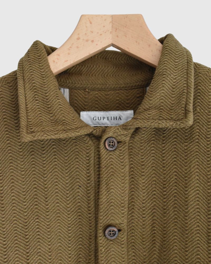 TEORI Cotton Herringbone Jacket in KhakiBrown