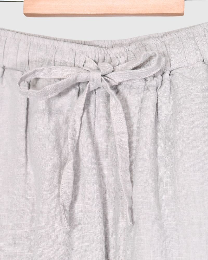 60'S LINEN OVERDYE EASYCROPPED SHORT PANTS in Gray