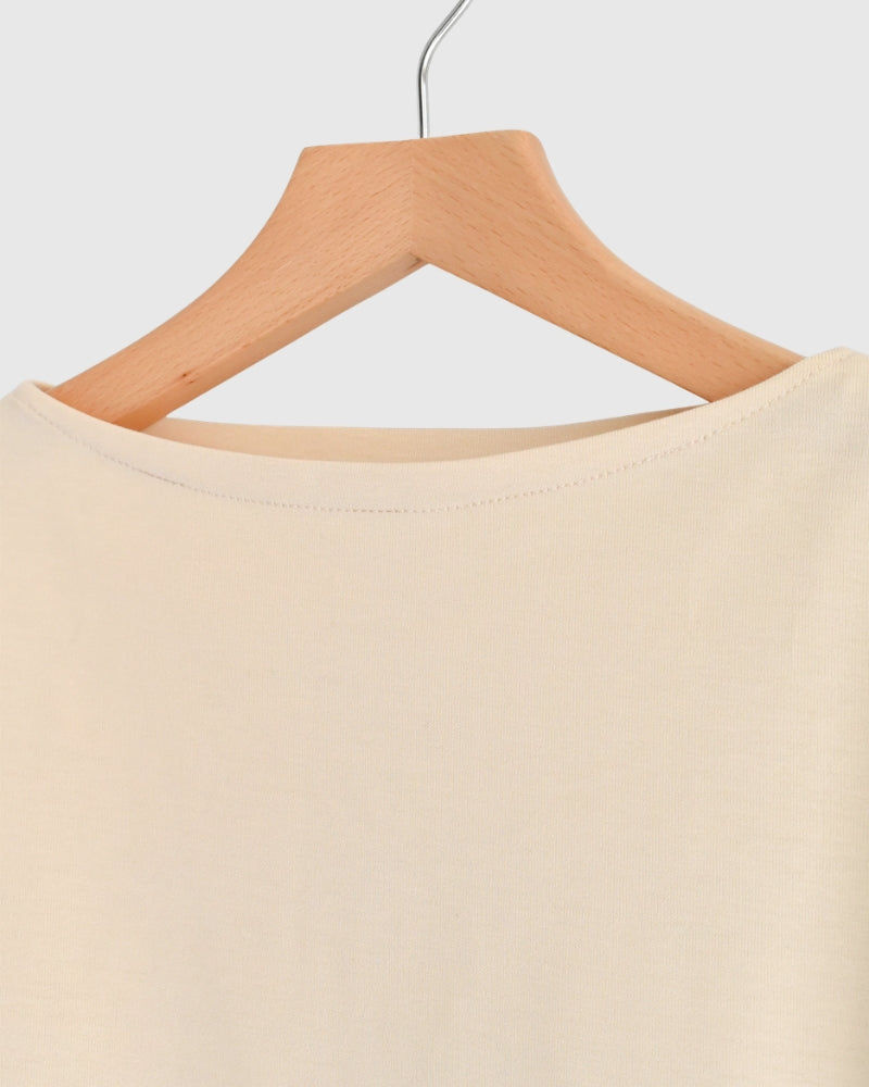 Giza Cotton Basque T-Shirt in Ivory
