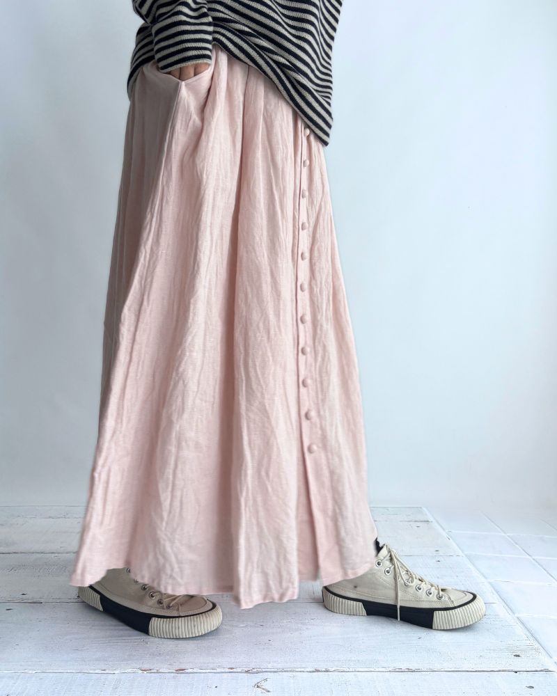 French Linen Skirt in Pink