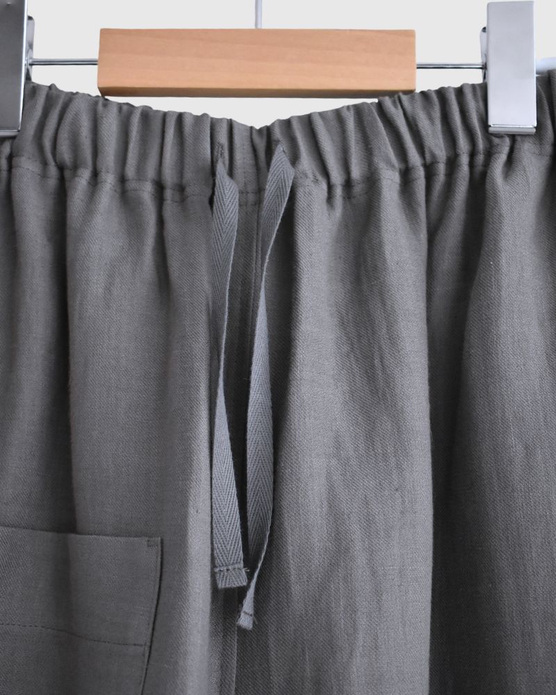 Asymmetric Pocket Baker Pants (LINEN) in DarkGray