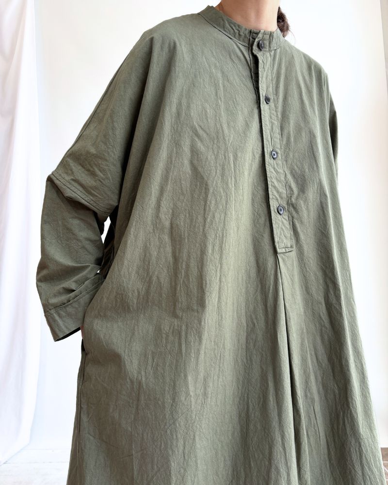 Henley Neck Dress in Khaki