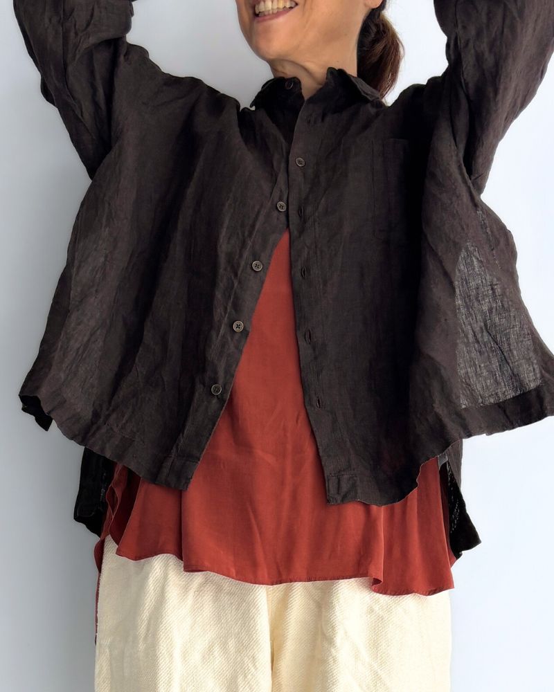 TEORI Linen 6060 Square Shirt in Mocha