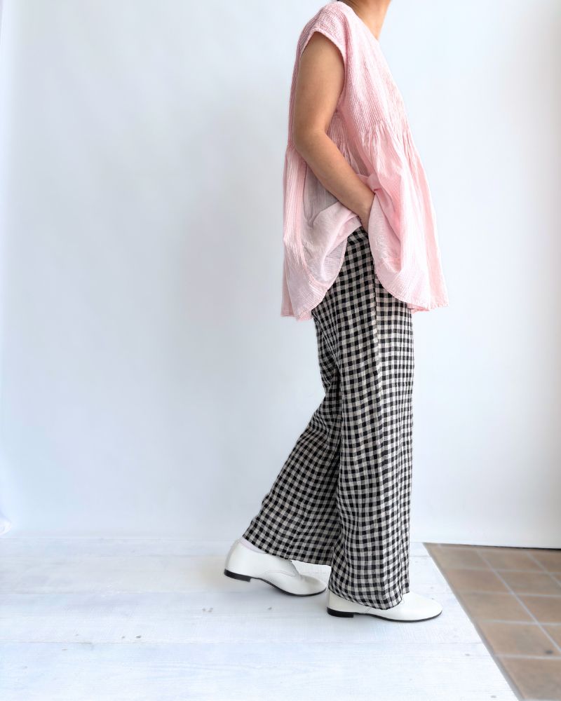 Gingham Check Pants in Natural/Black