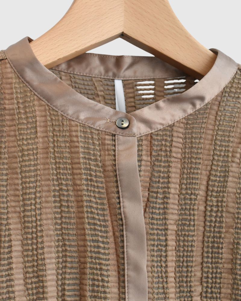 Wide Square Blouse in Beige