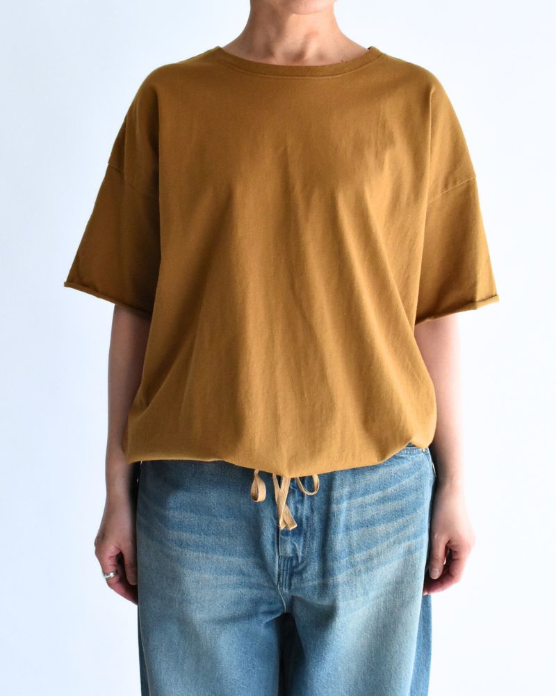 Half-Sleeve Drawstring T-shirt in DarkCamel
