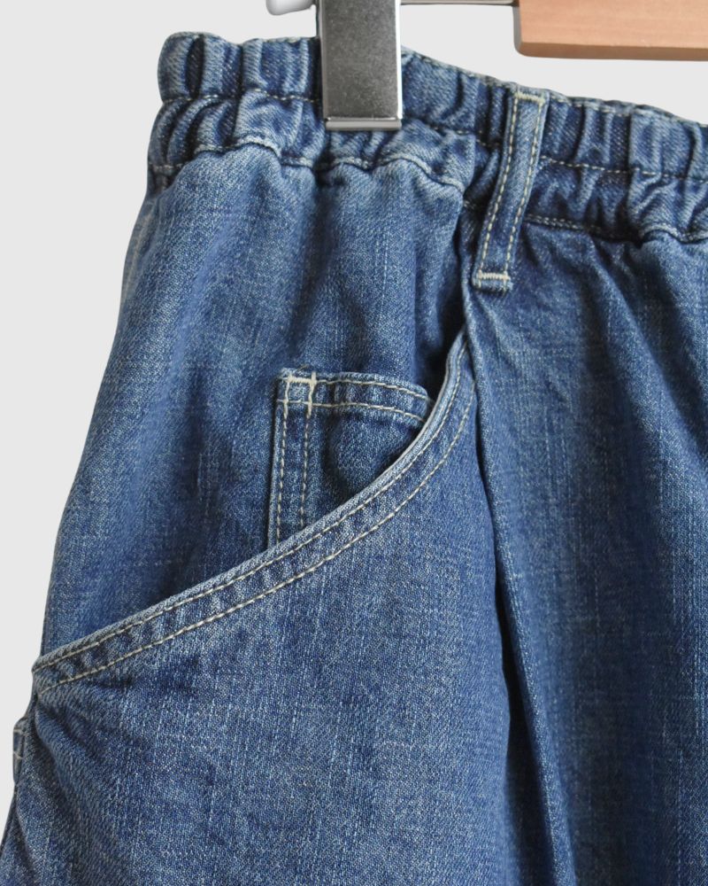 Cotton linen denim pants in FadeBlue