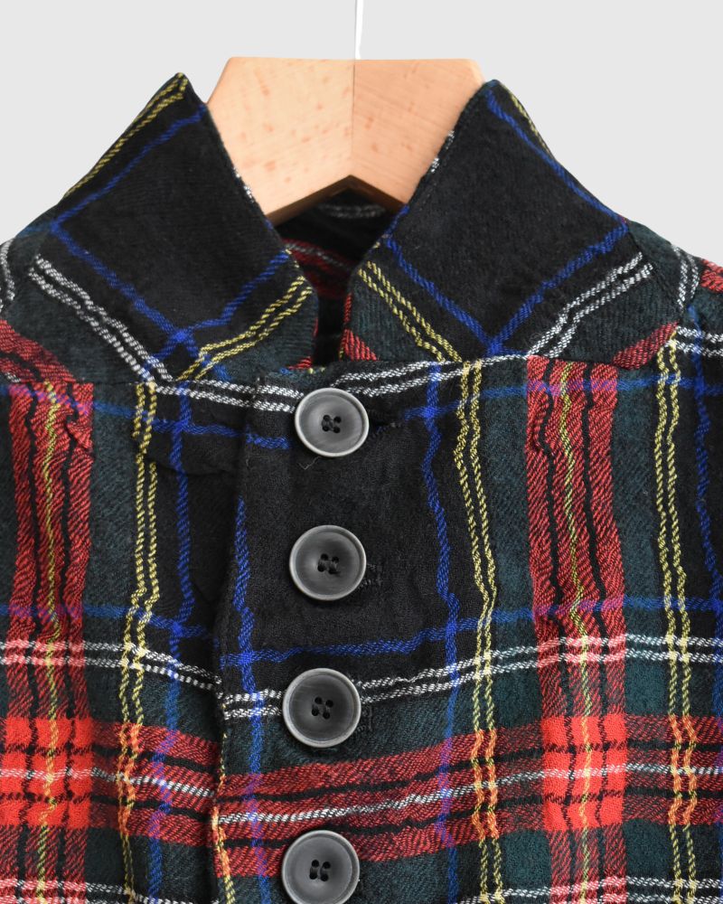 Cotton wool tartan jacket in Black
