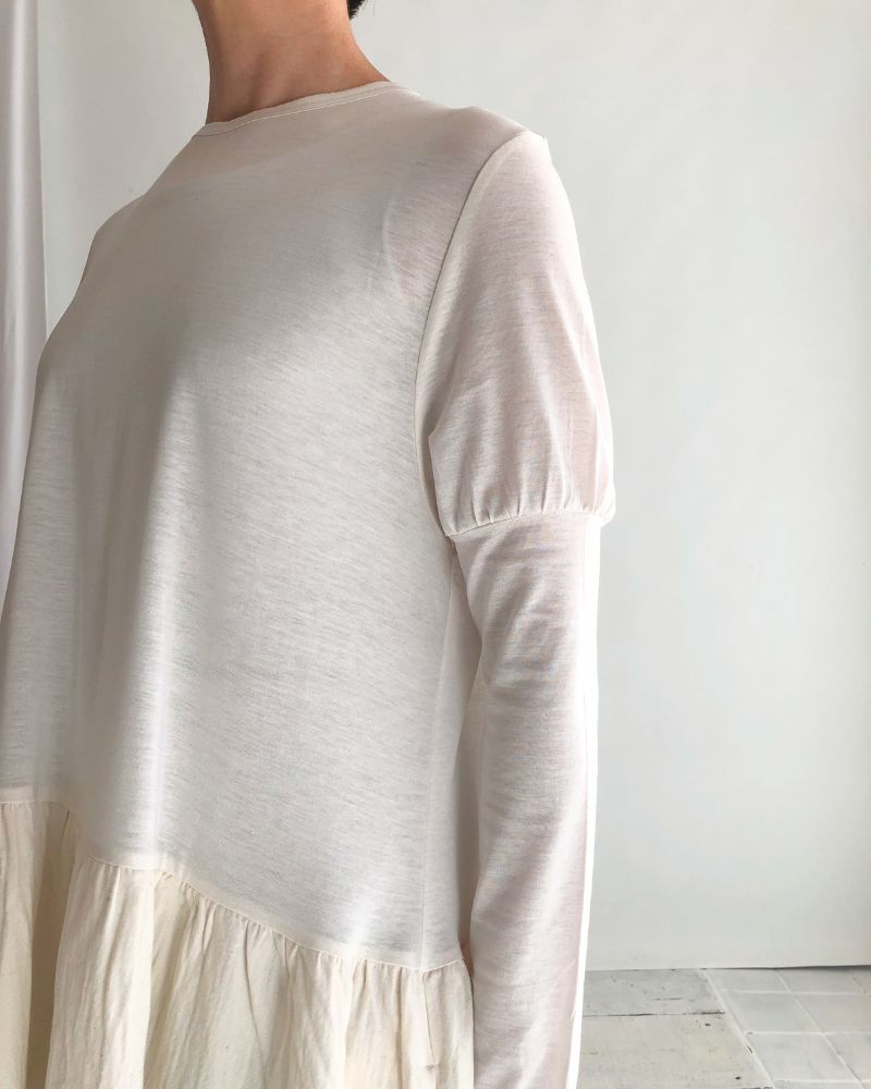 PUFF SLEEVE ONE PIECE in Ecru