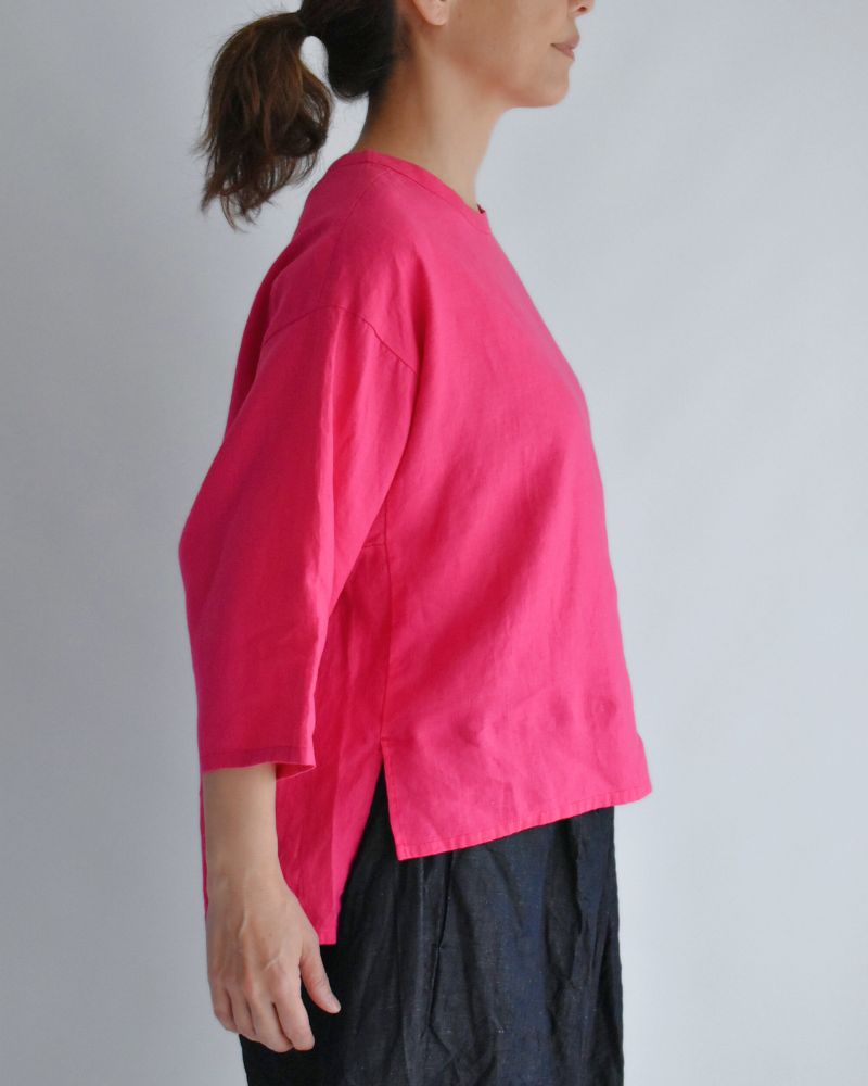 Color linen pullover in Pink