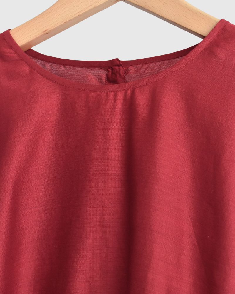 RAHASTHAN TUCK GATHERED PULLOVER in Red