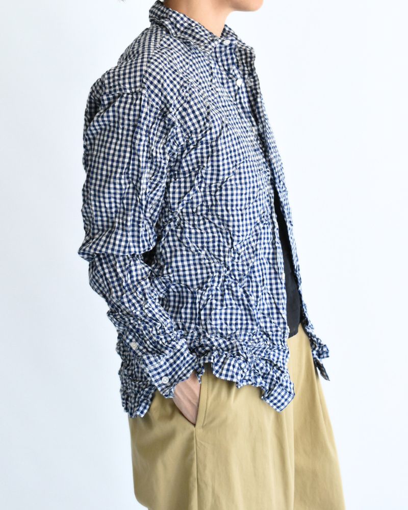 Regular Collar Long Sleeve Shirt in BlueGingham
