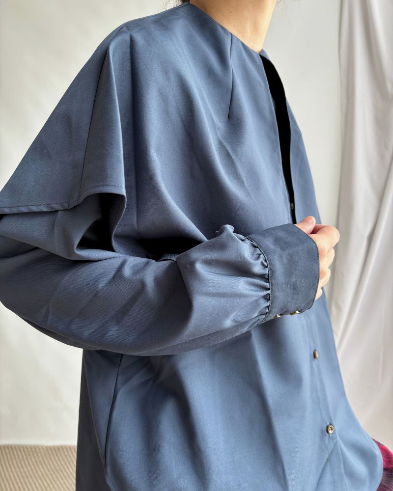 FLAP DESIGN BLOUSE 'FURE' in BlueGray