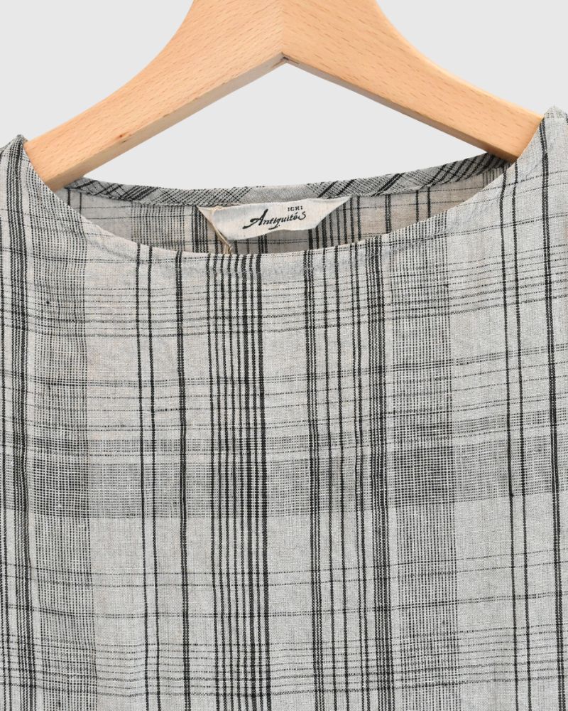 Linen Check Dress in Natural
