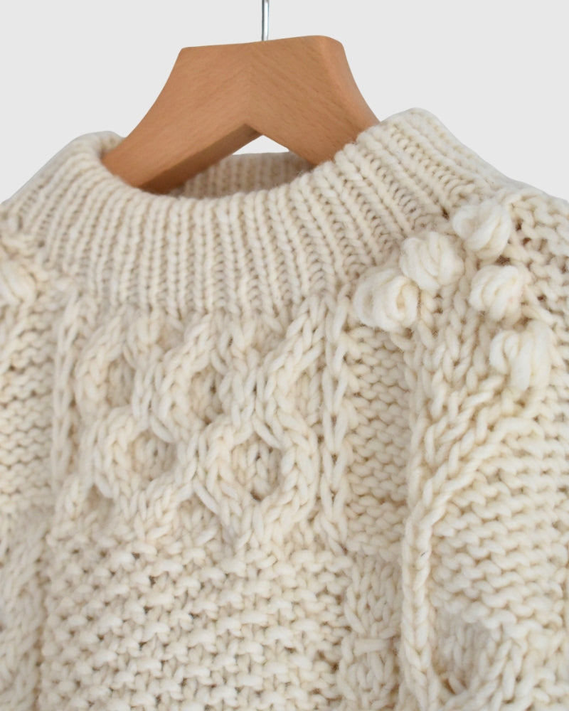 Peru Hand Knit Pullover in White