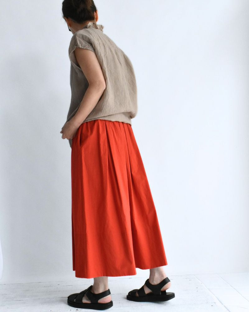 Easy Tuck Skirt in Orange