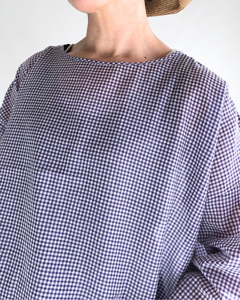 DROP SHOULDER SMOCK in OffWhite/Purple