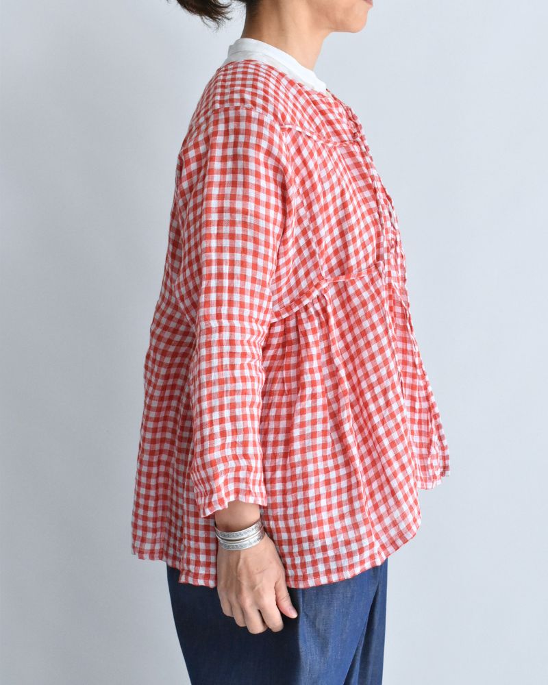 Gingham Check Cache-coeur Blouse in RedCheck
