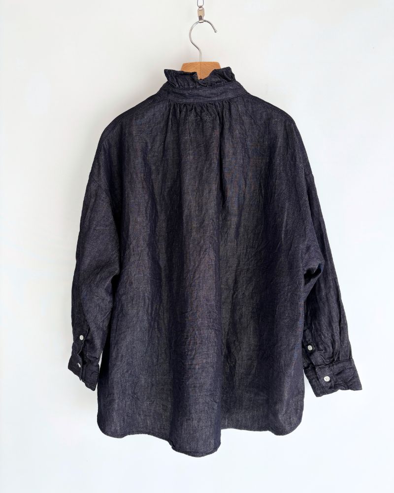 Denim ruffle blouse in IndigoDenim
