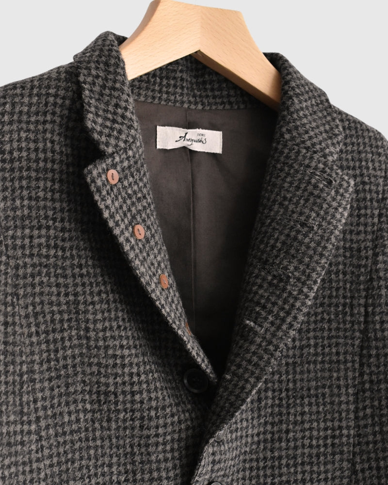 Wool Gauze Houndstooth Jacket in Mocha