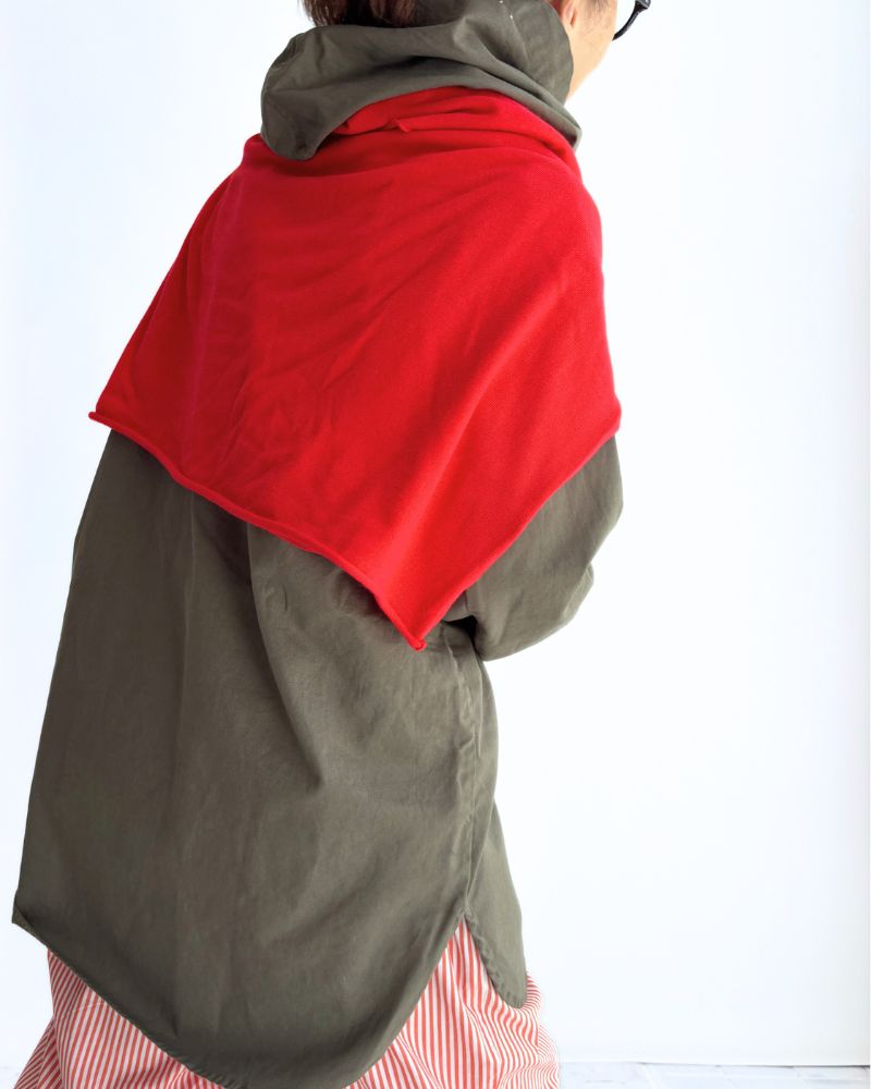 COTTON HERRINGBONE WASH HOODED PULLOVER SHIRT in KhakiHerringbone