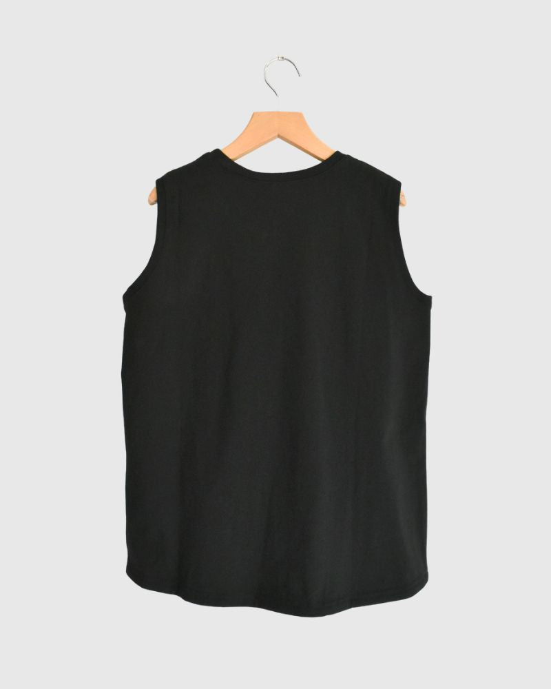 Sleeveless Drawstring T-shirt in Black