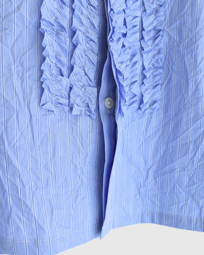 RAY-CC French Sleeve Frill Blouse in SaxStripe
