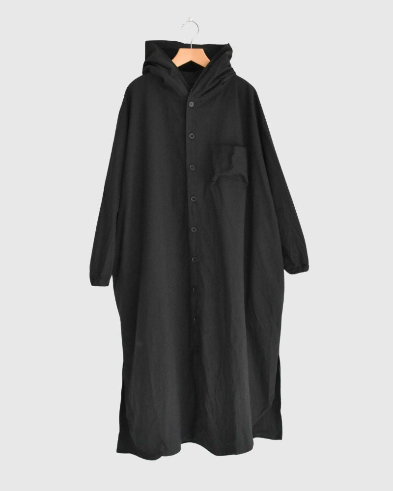 Hooded Coat Dress in Black