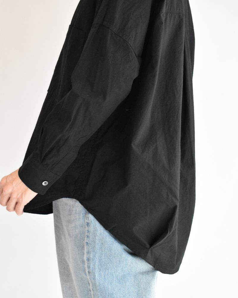 Tuck Cocoon Shirt in Black