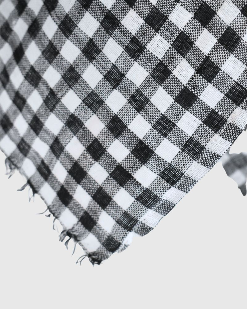 Gingham Check Linen Stole