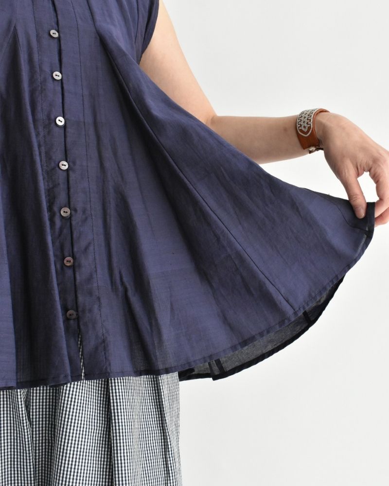 Silk cotton gusset 2-way tank top in Navy