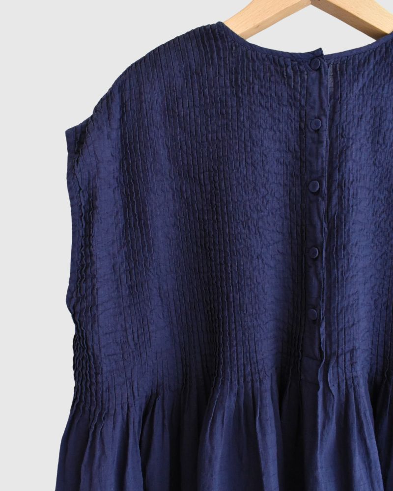 CREW-NECK F/SL SHIRT WITH PINTUCK in DarkPurple