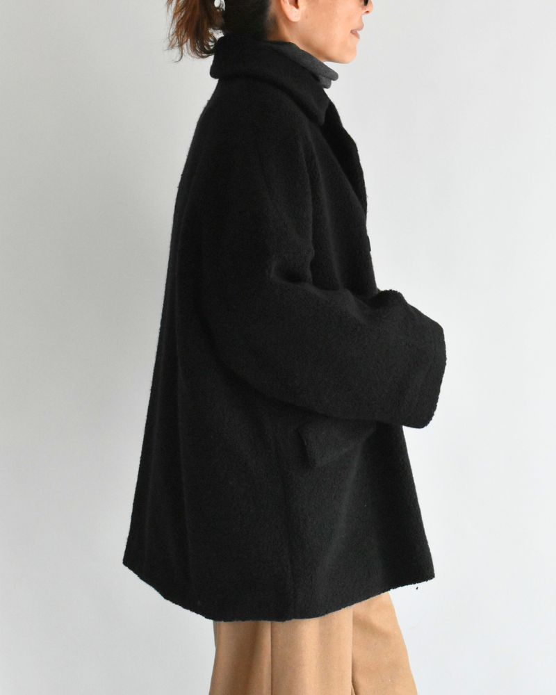 DOUBLE OVER COAT in Black