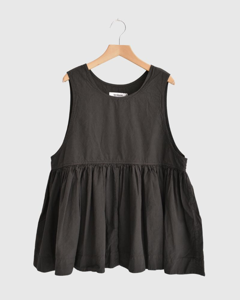 Sleeveless Gathered Top in Dark Brown