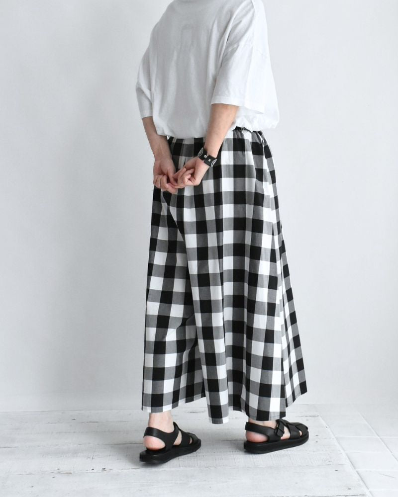 Block Check Culotte Pants in White/Black
