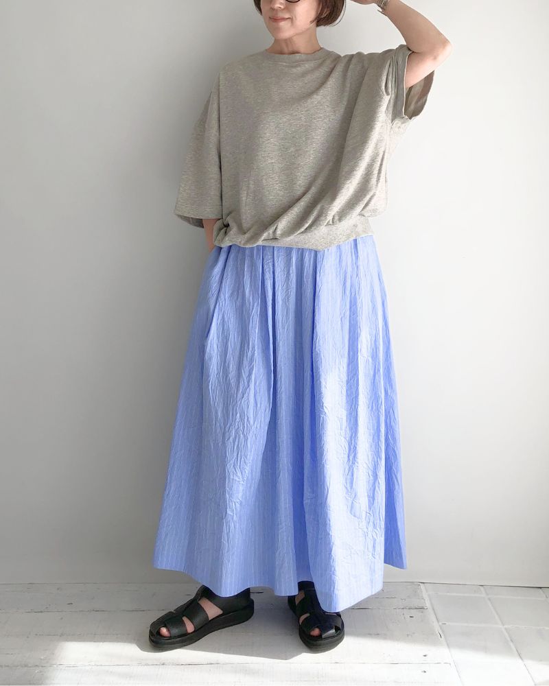 MIRA-CC Tuck Skirt in SaxStripe