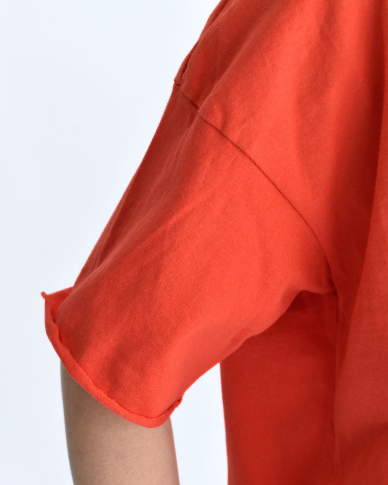 Half-Sleeve Drawstring T-shirt in Orange