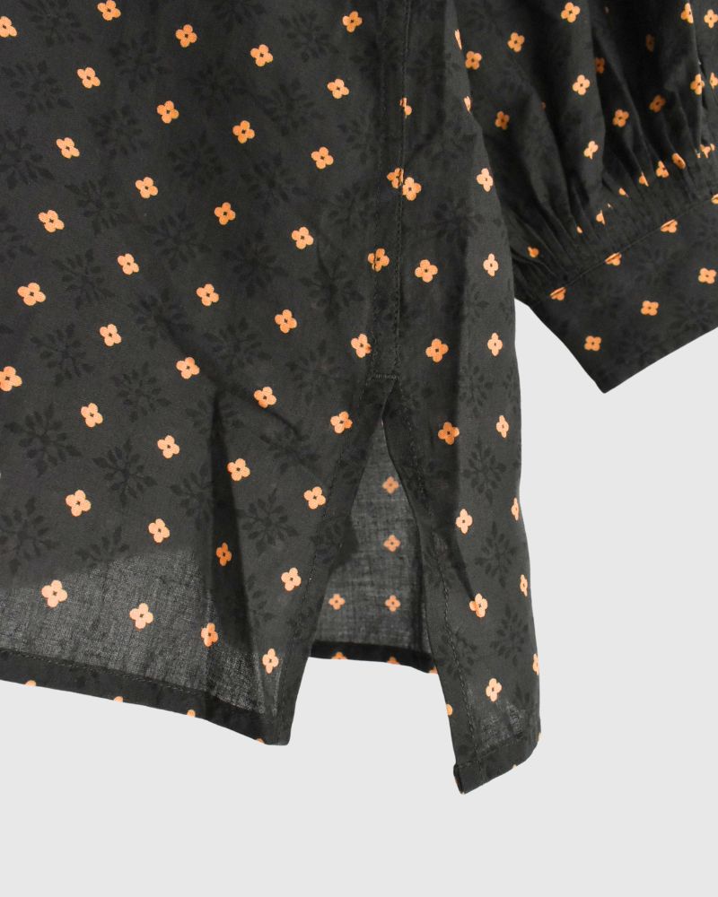 BANDED COLLAR SHIRT WITH MINI PINTUCK in Charcoal